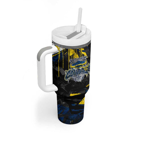 Personalized North Queensland Cowboys Tumbler With Handle Graffiti Grunge Abstract Urban Street Style Design