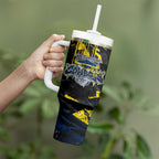 Personalized North Queensland Cowboys Tumbler With Handle Graffiti Grunge Abstract Urban Street Style Design