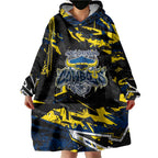 Personalized North Queensland Cowboys Wearable Blanket Hoodie Graffiti Grunge Abstract Urban Street Style Design