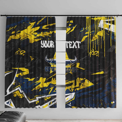 Personalized North Queensland Cowboys Window Curtain Graffiti Grunge Abstract Urban Street Style Design