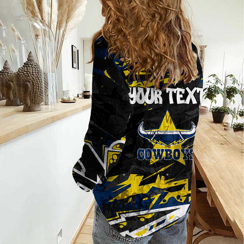 Personalized North Queensland Cowboys Women Casual Shirt Graffiti Grunge Abstract Urban Street Style Design