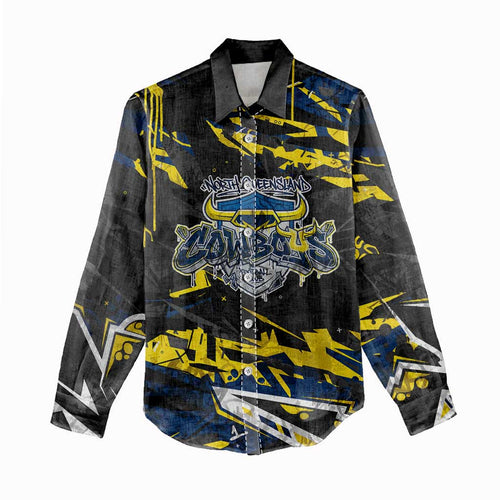 Personalized North Queensland Cowboys Women Casual Shirt Graffiti Grunge Abstract Urban Street Style Design
