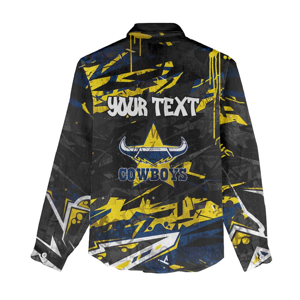 Personalized North Queensland Cowboys Women Casual Shirt Graffiti Grunge Abstract Urban Street Style Design