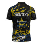 Personalized North Queensland Cowboys Zipper Polo Shirt Graffiti Grunge Abstract Urban Street Style Design