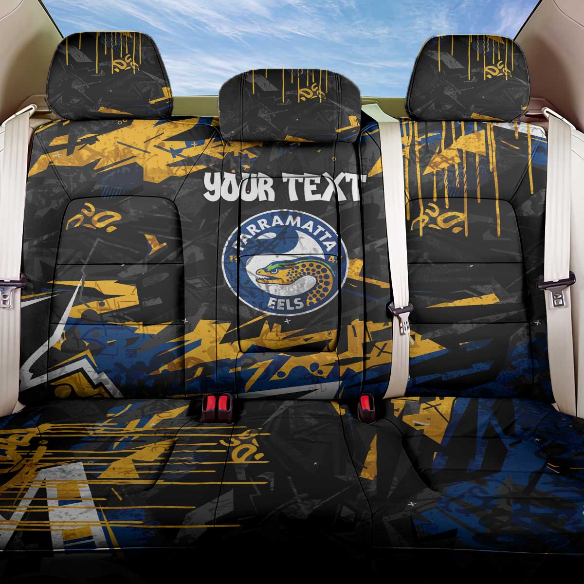 Personalized Parramatta Eels Back Car Seat Cover Graffiti Grunge Abstract Urban Street Style Design
