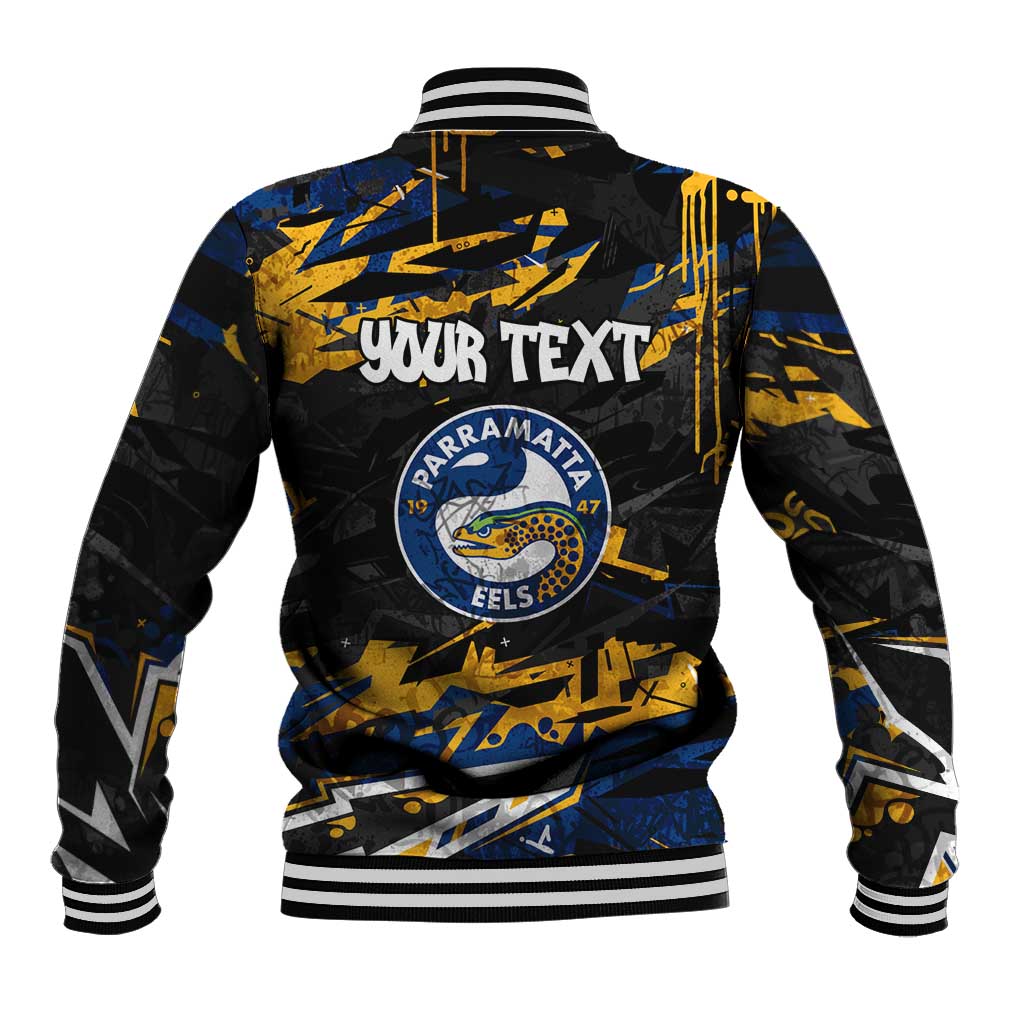 Personalized Parramatta Eels Baseball Jacket Graffiti Grunge Abstract Urban Street Style Design