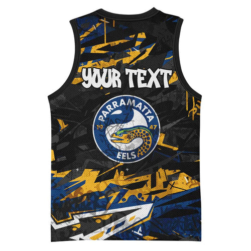 Personalized Parramatta Eels Basketball Jersey Graffiti Grunge Abstract Urban Street Style Design