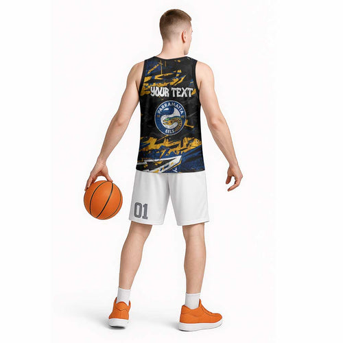 Personalized Parramatta Eels Basketball Jersey Graffiti Grunge Abstract Urban Street Style Design