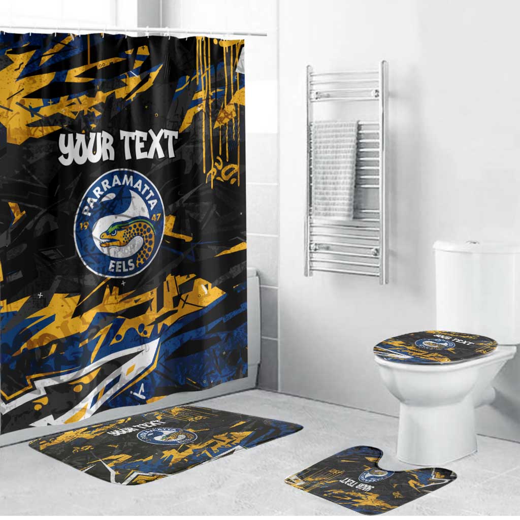 Personalized Parramatta Eels Bathroom Set Graffiti Grunge Abstract Urban Street Style Design