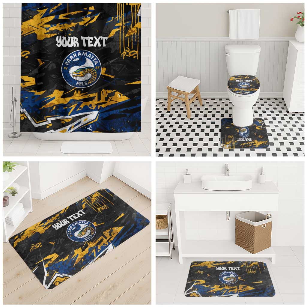 Personalized Parramatta Eels Bathroom Set Graffiti Grunge Abstract Urban Street Style Design