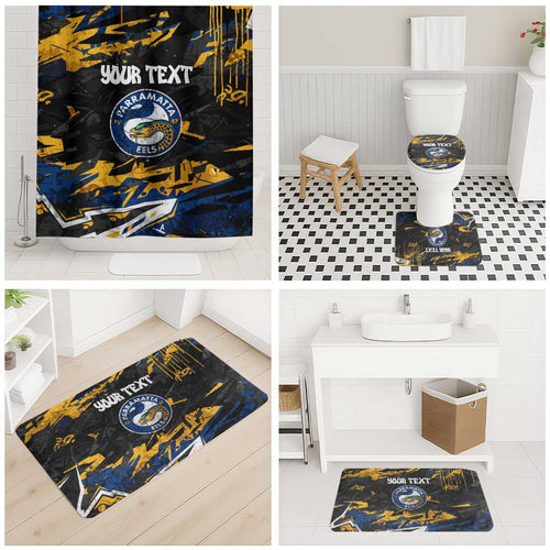 Personalized Parramatta Eels Bathroom Set Graffiti Grunge Abstract Urban Street Style Design
