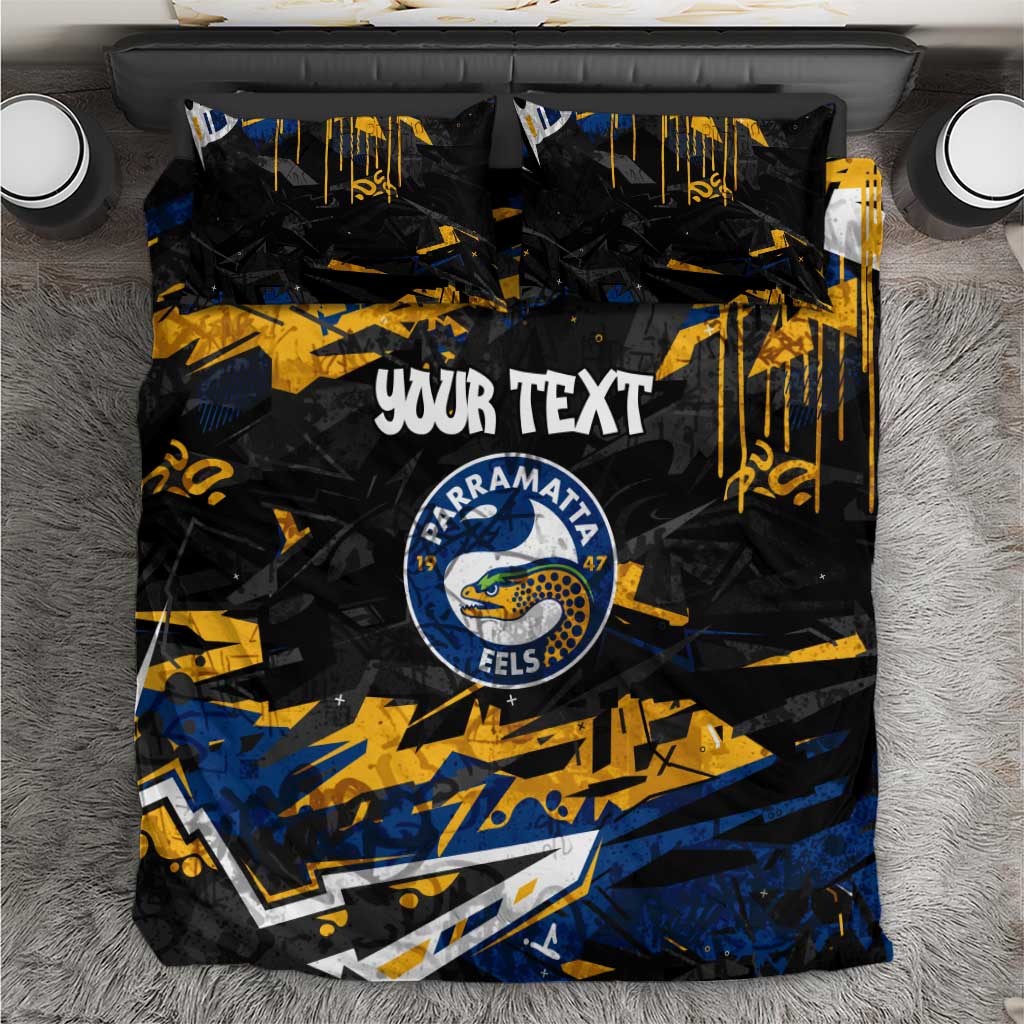 Personalized Parramatta Eels Bedding Set Graffiti Grunge Abstract Urban Street Style Design