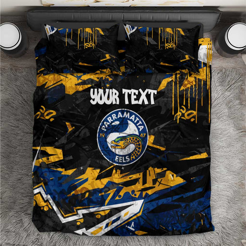 Personalized Parramatta Eels Bedding Set Graffiti Grunge Abstract Urban Street Style Design