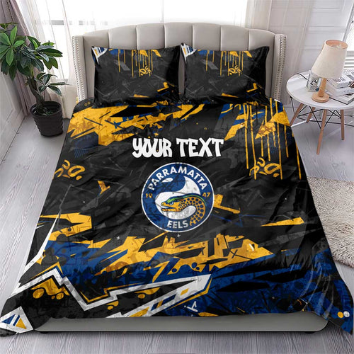 Personalized Parramatta Eels Bedding Set Graffiti Grunge Abstract Urban Street Style Design