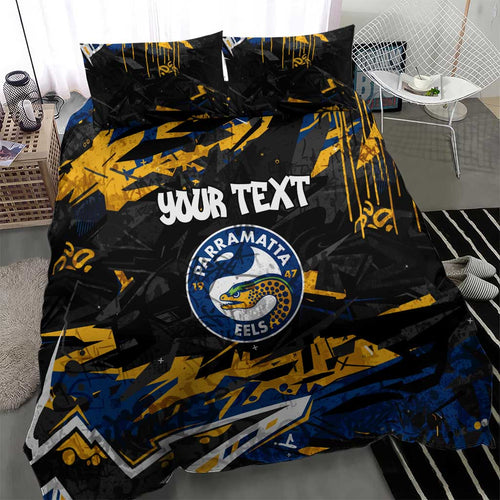 Personalized Parramatta Eels Bedding Set Graffiti Grunge Abstract Urban Street Style Design