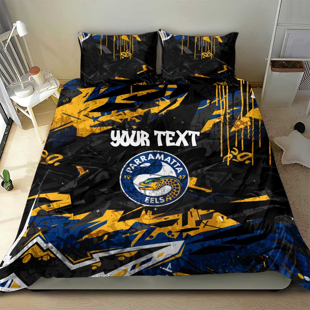 Personalized Parramatta Eels Bedding Set Graffiti Grunge Abstract Urban Street Style Design