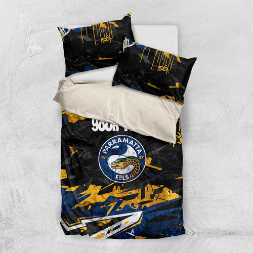 Personalized Parramatta Eels Bedding Set Graffiti Grunge Abstract Urban Street Style Design