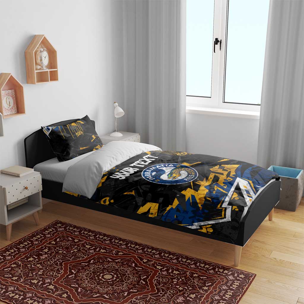 Personalized Parramatta Eels Bedding Set Graffiti Grunge Abstract Urban Street Style Design