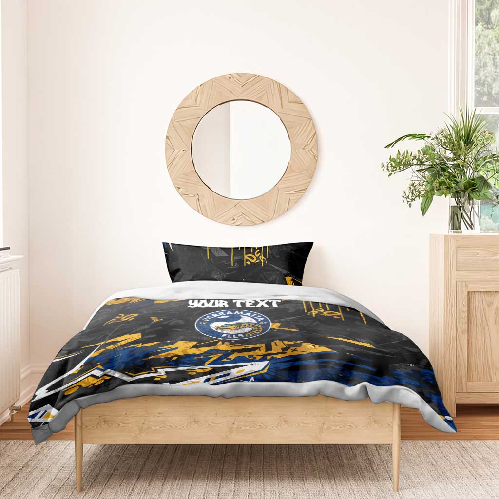 Personalized Parramatta Eels Bedding Set Graffiti Grunge Abstract Urban Street Style Design