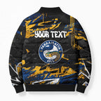 Personalized Parramatta Eels Bomber Puffer Jacket Graffiti Grunge Abstract Urban Street Style Design