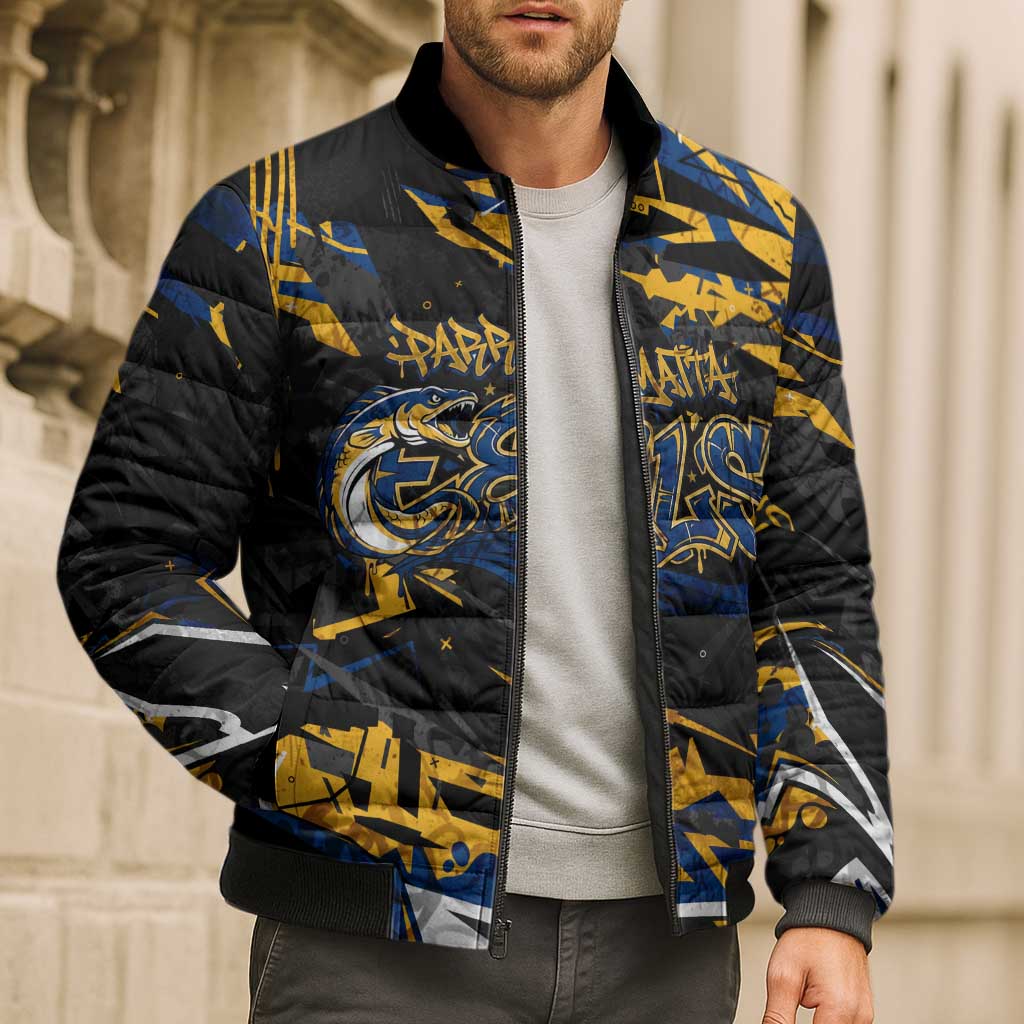 Personalized Parramatta Eels Bomber Puffer Jacket Graffiti Grunge Abstract Urban Street Style Design