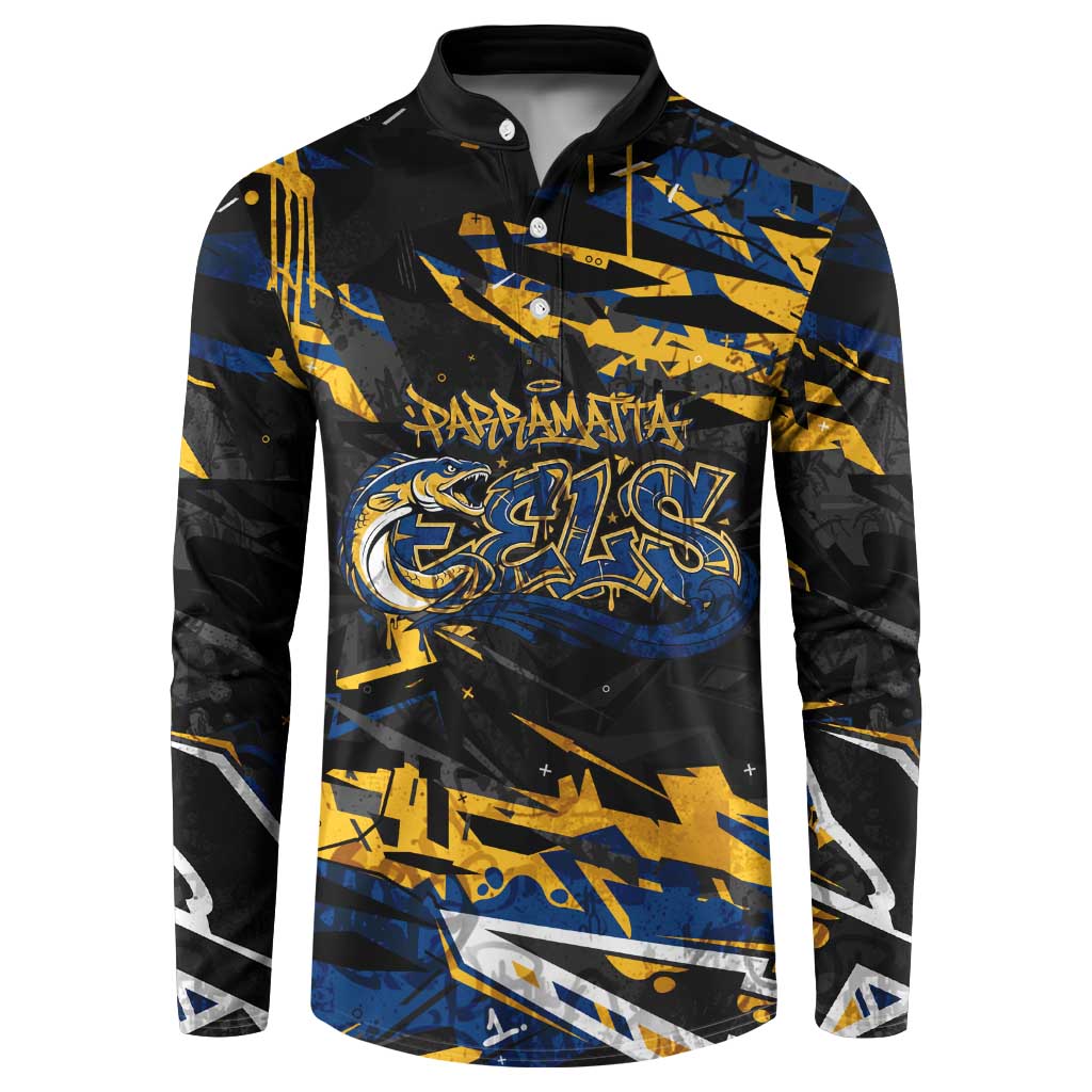 Personalized Parramatta Eels Button Sweatshirt Graffiti Grunge Abstract Urban Street Style Design