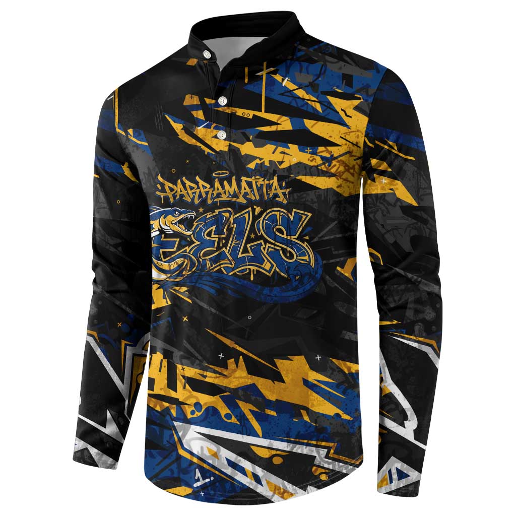 Personalized Parramatta Eels Button Sweatshirt Graffiti Grunge Abstract Urban Street Style Design