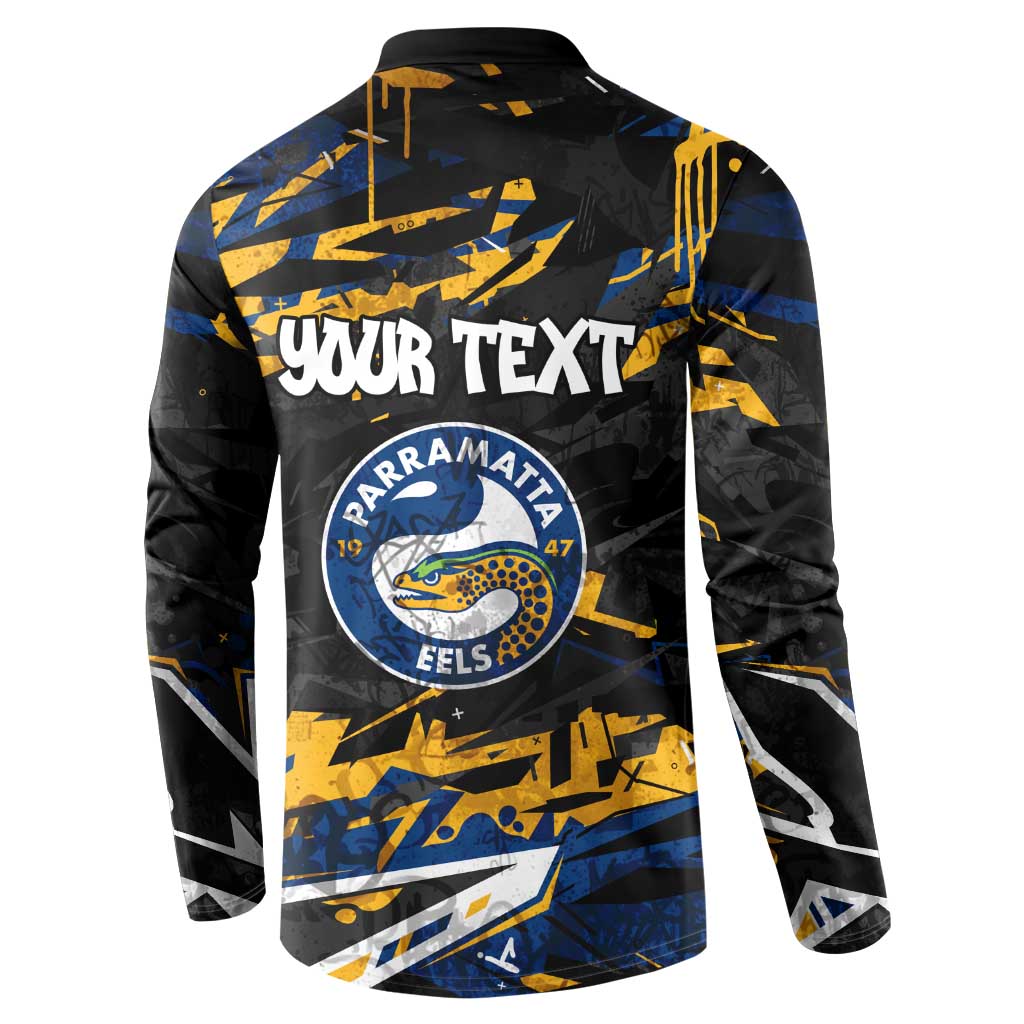 Personalized Parramatta Eels Button Sweatshirt Graffiti Grunge Abstract Urban Street Style Design