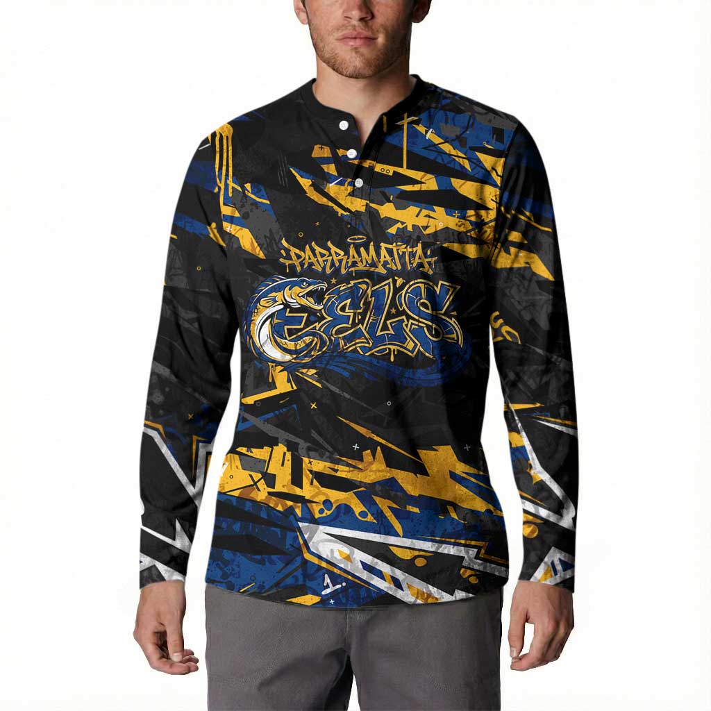 Personalized Parramatta Eels Button Sweatshirt Graffiti Grunge Abstract Urban Street Style Design