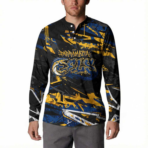 Personalized Parramatta Eels Button Sweatshirt Graffiti Grunge Abstract Urban Street Style Design