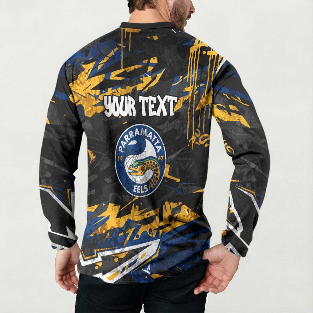 Personalized Parramatta Eels Button Sweatshirt Graffiti Grunge Abstract Urban Street Style Design