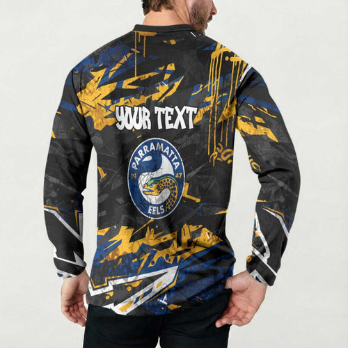 Personalized Parramatta Eels Button Sweatshirt Graffiti Grunge Abstract Urban Street Style Design