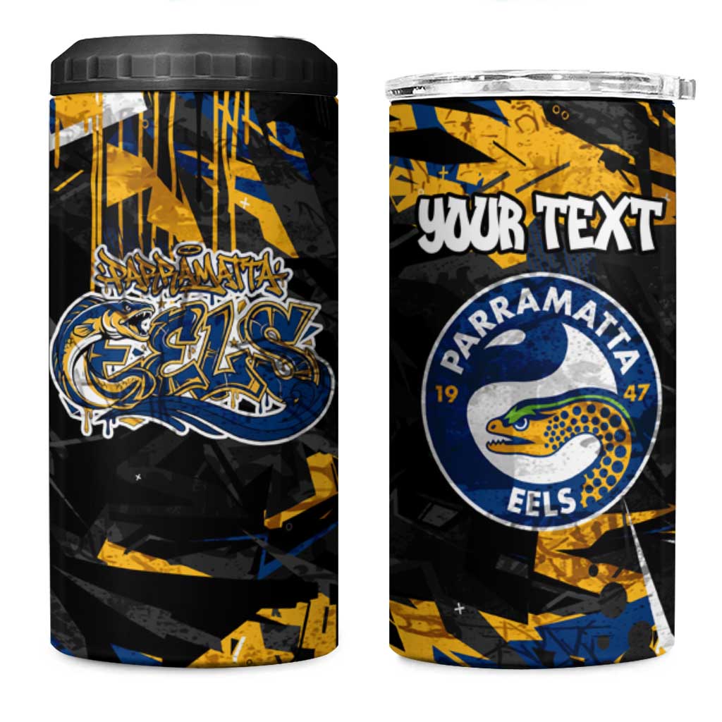 Personalized Parramatta Eels 4 in 1 Can Cooler Tumbler Graffiti Grunge Abstract Urban Street Style Design