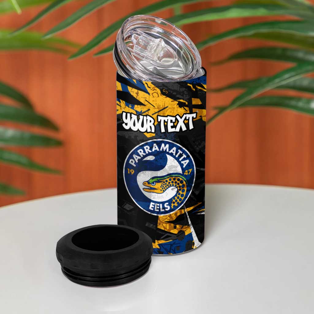 Personalized Parramatta Eels 4 in 1 Can Cooler Tumbler Graffiti Grunge Abstract Urban Street Style Design