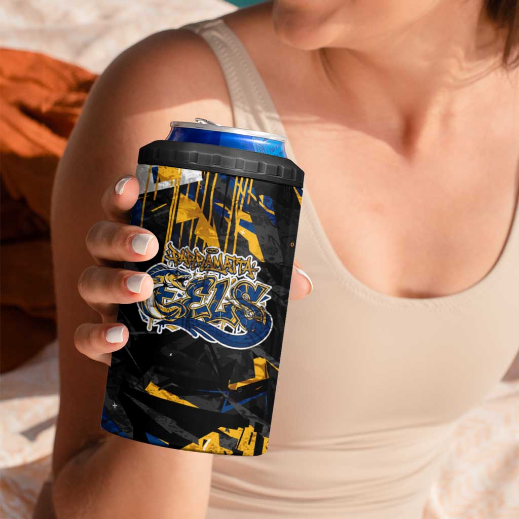 Personalized Parramatta Eels 4 in 1 Can Cooler Tumbler Graffiti Grunge Abstract Urban Street Style Design