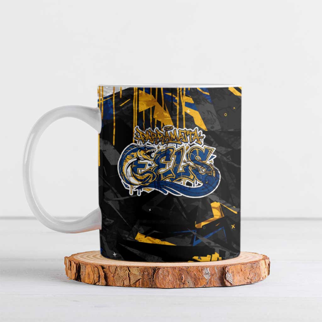 Personalized Parramatta Eels Ceramic Mug Graffiti Grunge Abstract Urban Street Style Design