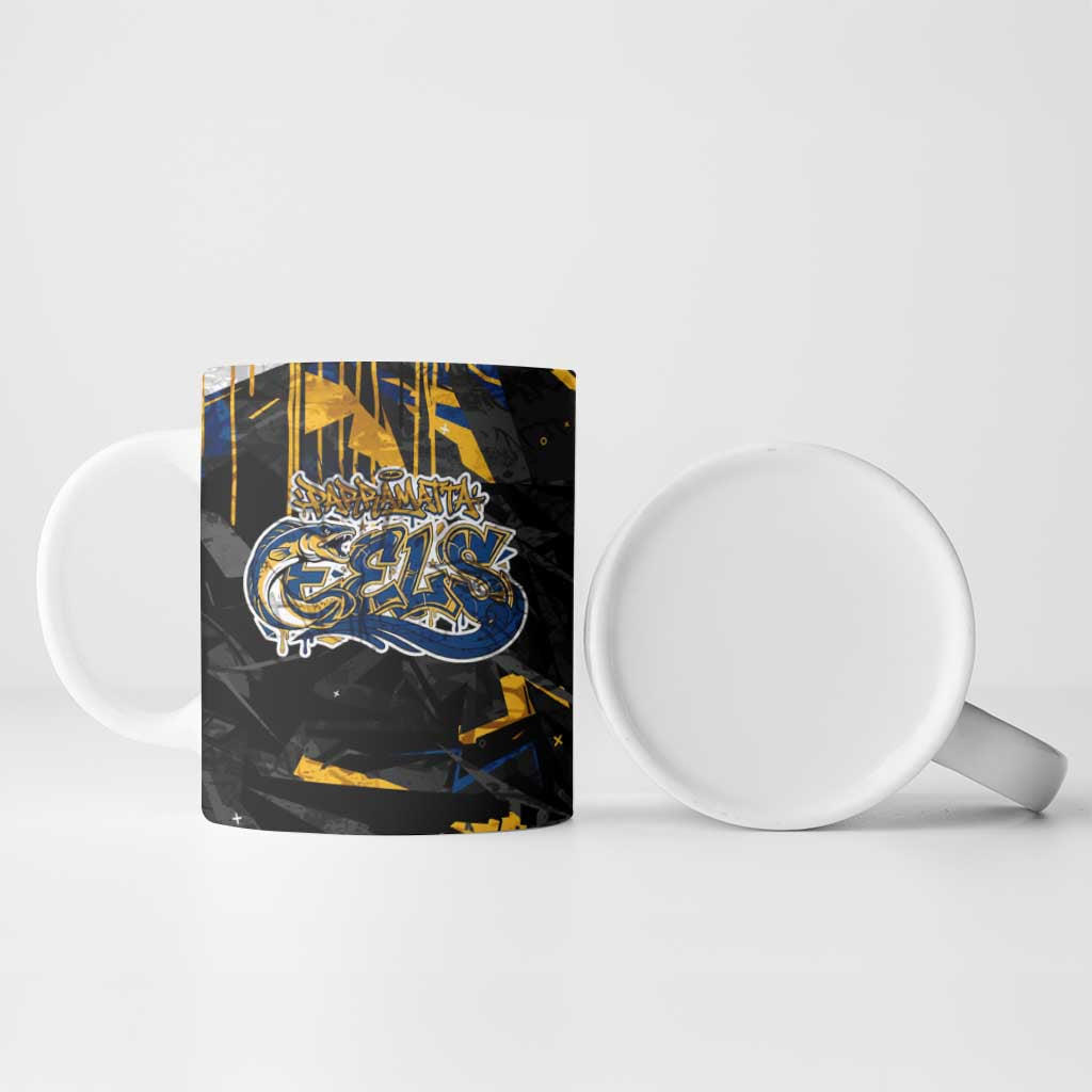 Personalized Parramatta Eels Ceramic Mug Graffiti Grunge Abstract Urban Street Style Design