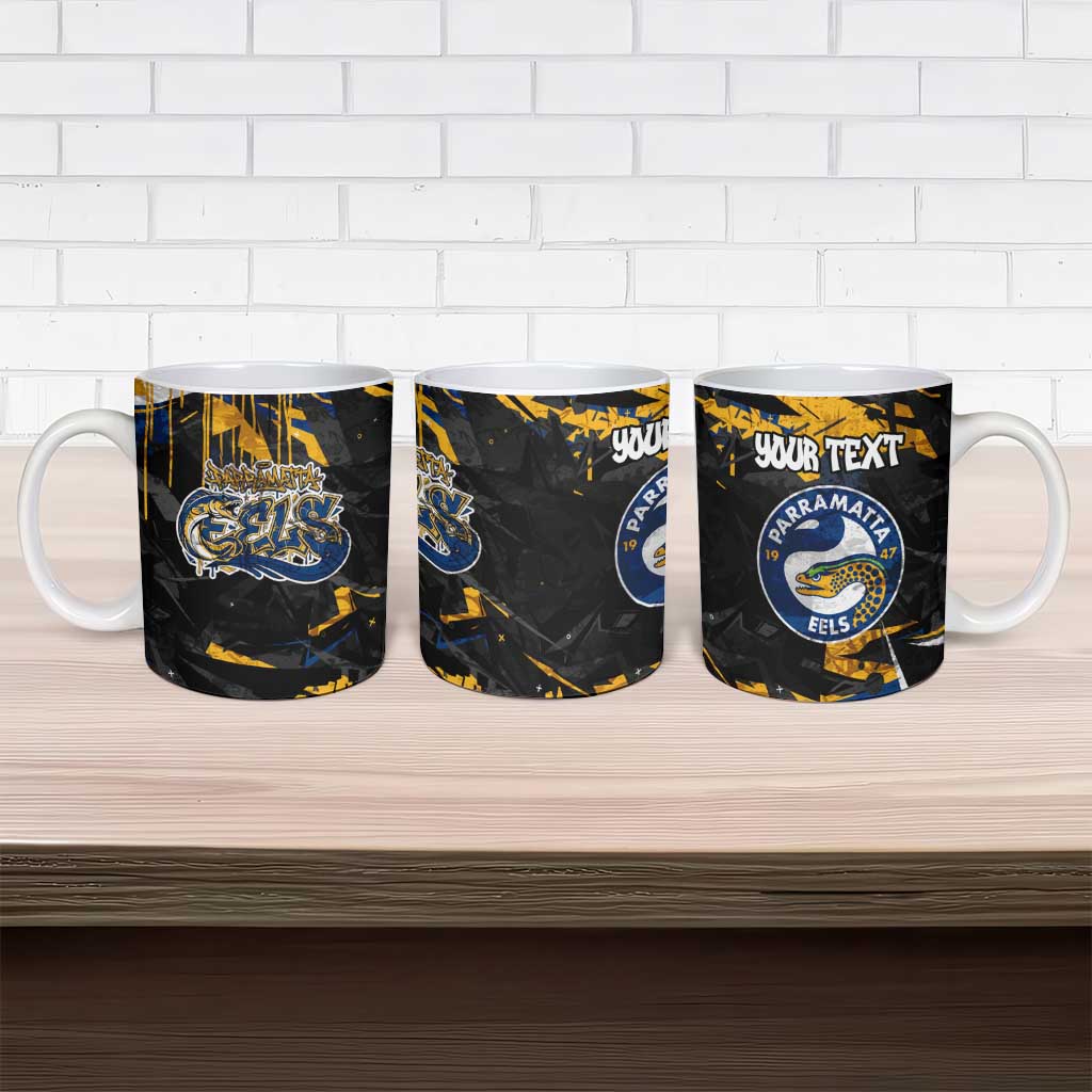 Personalized Parramatta Eels Ceramic Mug Graffiti Grunge Abstract Urban Street Style Design