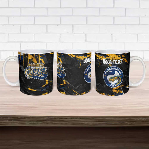 Personalized Parramatta Eels Ceramic Mug Graffiti Grunge Abstract Urban Street Style Design