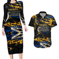 Personalized Parramatta Eels Couples Matching Long Sleeve Bodycon Dress and Hawaiian Shirt Graffiti Grunge Abstract Urban Street Style Design