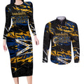 Personalized Parramatta Eels Couples Matching Long Sleeve Bodycon Dress and Long Sleeve Button Shirt Graffiti Grunge Abstract Urban Street Style Design