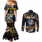Personalized Parramatta Eels Couples Matching Mermaid Dress and Long Sleeve Button Shirt Graffiti Grunge Abstract Urban Street Style Design