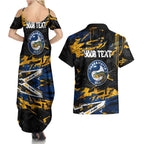 Personalized Parramatta Eels Couples Matching Summer Maxi Dress and Hawaiian Shirt Graffiti Grunge Abstract Urban Street Style Design
