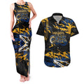 Personalized Parramatta Eels Couples Matching Tank Maxi Dress and Hawaiian Shirt Graffiti Grunge Abstract Urban Street Style Design