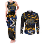 Personalized Parramatta Eels Couples Matching Tank Maxi Dress and Long Sleeve Button Shirt Graffiti Grunge Abstract Urban Street Style Design