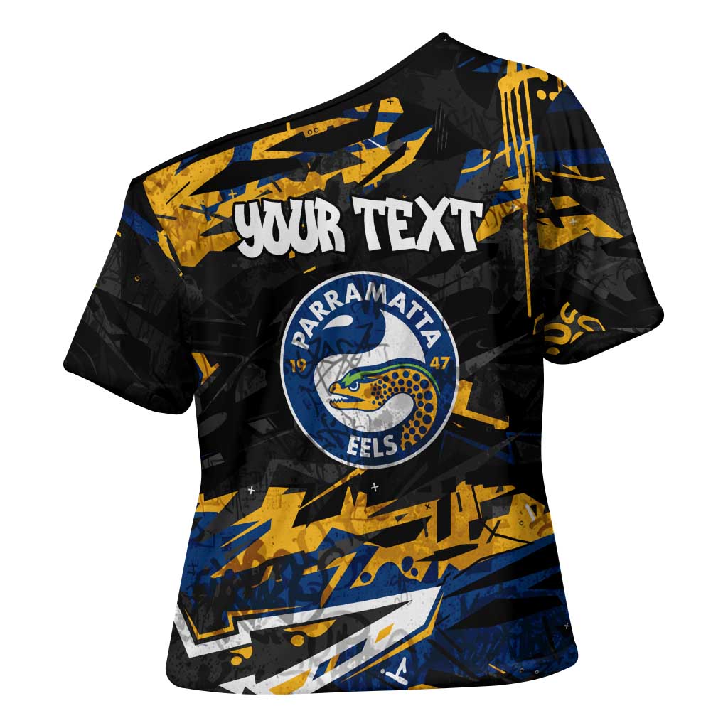 Personalized Parramatta Eels Cross Shoulder Shirt Graffiti Grunge Abstract Urban Street Style Design