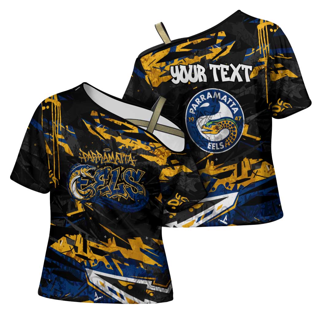 Personalized Parramatta Eels Cross Shoulder Shirt Graffiti Grunge Abstract Urban Street Style Design