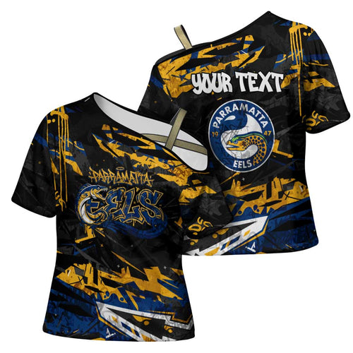 Personalized Parramatta Eels Cross Shoulder Shirt Graffiti Grunge Abstract Urban Street Style Design