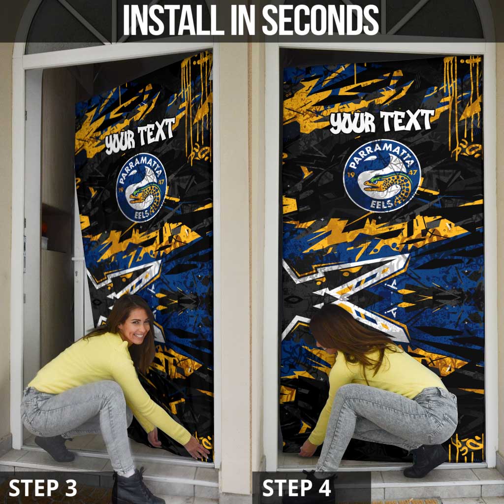 Personalized Parramatta Eels Door Cover Graffiti Grunge Abstract Urban Street Style Design