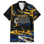 Personalized Parramatta Eels Family Matching Long Sleeve Bodycon Dress and Hawaiian Shirt Graffiti Grunge Abstract Urban Street Style Design